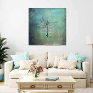 Vintage Dragonfly Mixed Media Canvas Wall Art