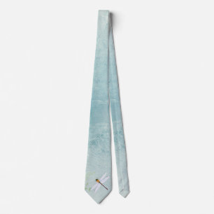 Vintage Dragonfly on Faded Floral Background Tie