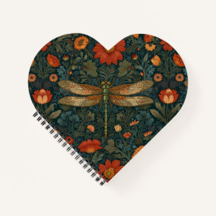 Vintage dragonfly orange floral greenery boho chic notebook