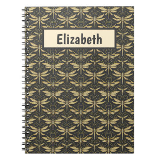 Vintage Dragonfly Pattern Personalised Notebook