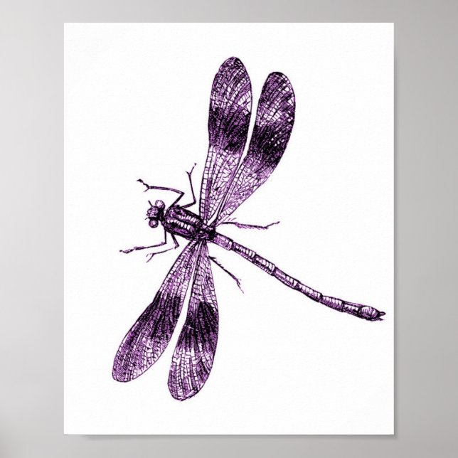 Vintage Dragonfly - Pink Poster (Front)