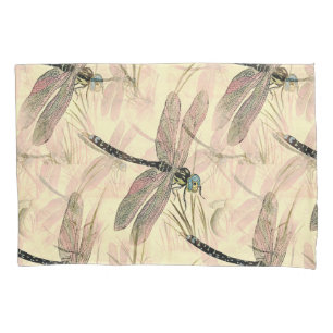 Vintage Dragonfly Print  Pillowcase