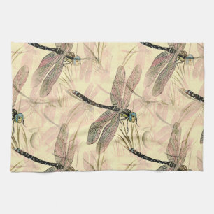 Vintage Dragonfly Print  Tea Towel