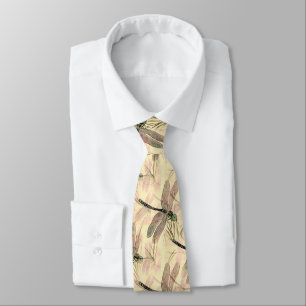 Vintage Dragonfly Print Tie