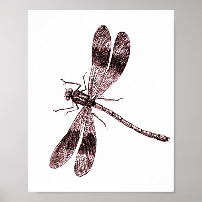 Vintage Dragonfly - Red Poster (Front)
