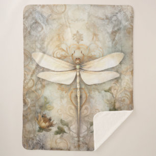 Vintage Dragonfly Sherpa Blanket