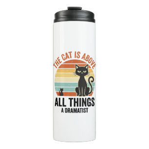 Vintage Dramatic Cat Humour Shirt Design_1 Thermal Tumbler