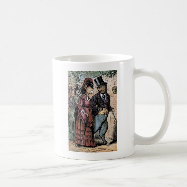 Vintage Drawing: A Cat Couple Coffee Mug (Right)