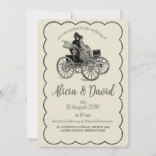 Vintage Drawing Bride and Groom Wedding Invitation