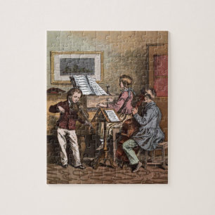 Vintage Drawing: Children in Music Class Jigsaw Puzzle