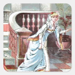 Vintage Drawing: Cinderella and the Glass Slipper Square Sticker