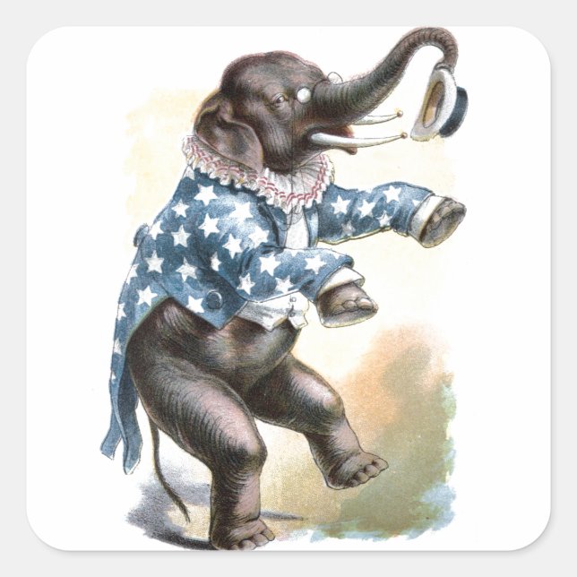 Vintage Drawing: Circus Elephant Square Sticker (Front)