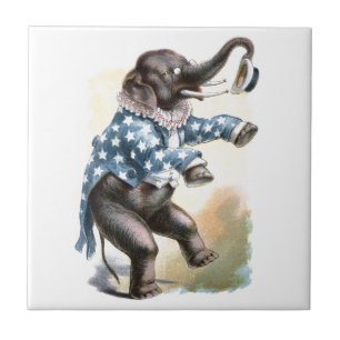 Vintage Drawing: Circus Elephant Tile