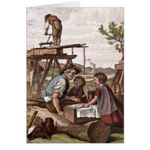 Vintage Drawing: Construction Workers