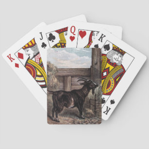 Vintage Drawing: Dark Brown Goat Playing Cards