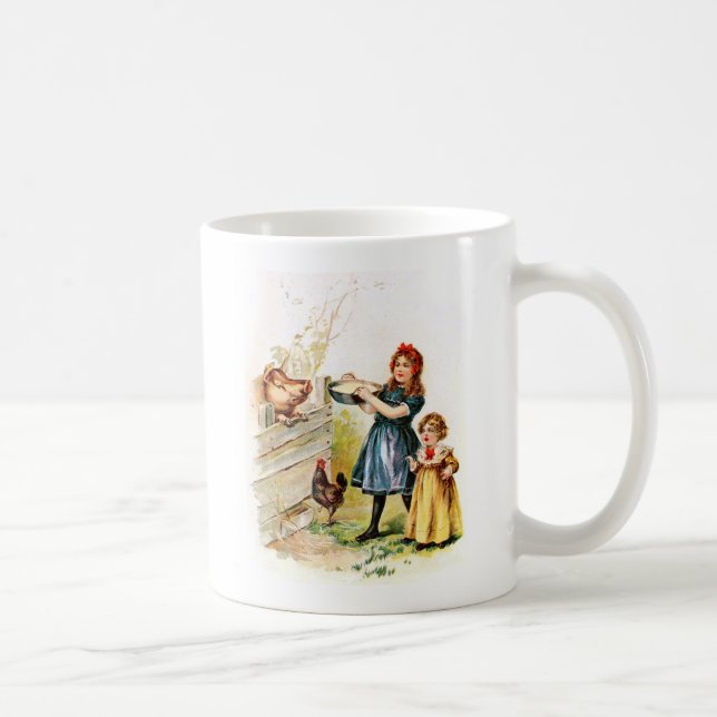 Vintage Drawing: Feeding the Pig Coffee Mug (Right)