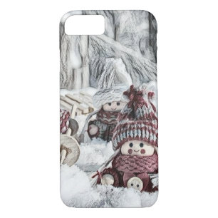 Vintage Drawing of Gnomes in the Snow  iPhone 8/7 Case