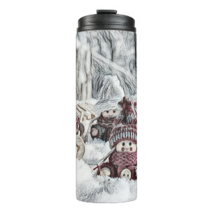 Vintage Drawing of Gnomes in the Snow Thermal Tumbler