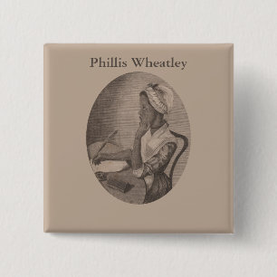 Vintage Drawing of Poet Phillis Wheatley 15 Cm Square Badge