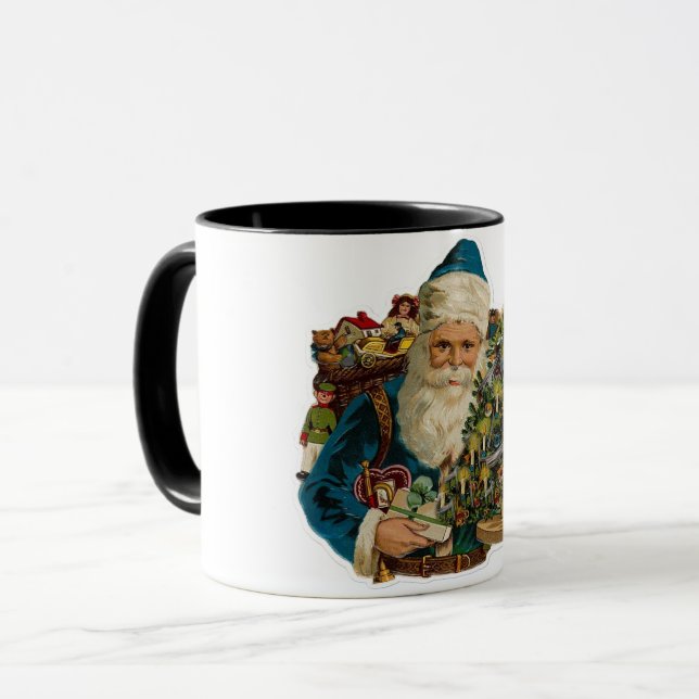 Vintage Drawing of Santa Claus Christmas Gifts Mug (Front Left)