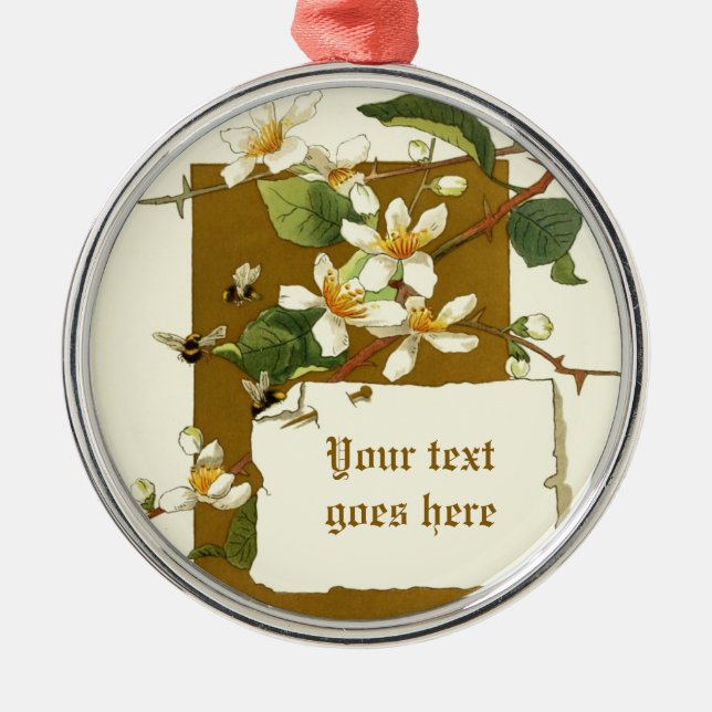 Vintage drawing of white flowers ornament (Front)