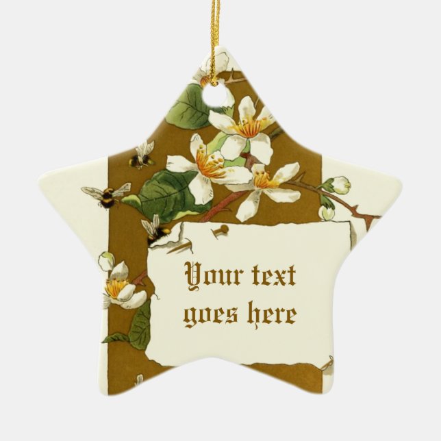 Vintage drawing of white flowers ornament (Front)