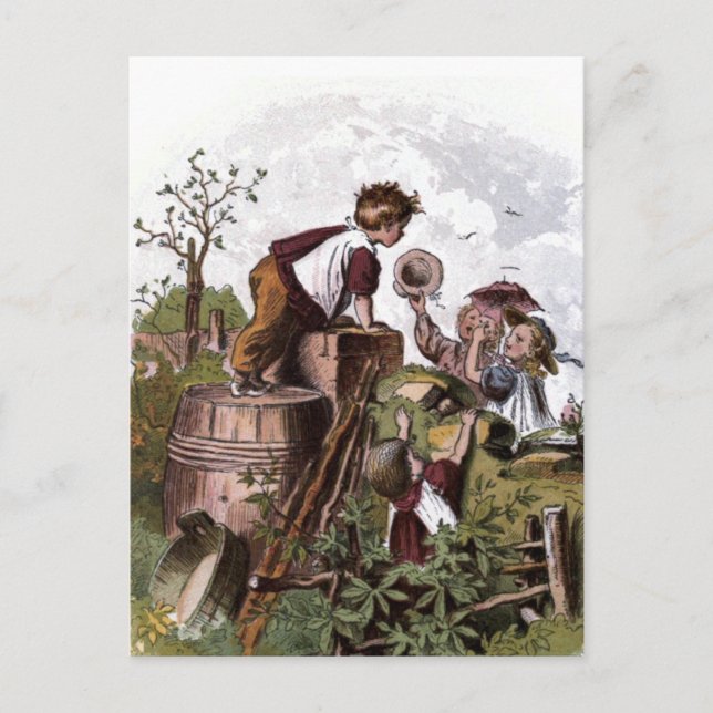 Vintage Drawing:  Playing Children Postcard (Front)