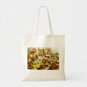 Vintage drawing rabbits tote bag