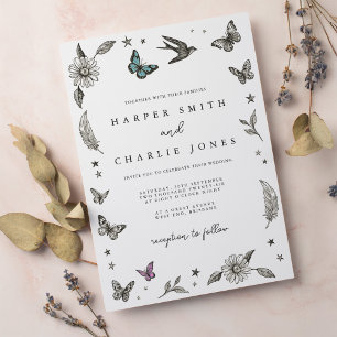 Vintage Drawing Simple Wedding  Invitation