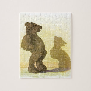 Vintage Drawing: Teddy Bear and his Shadow Jigsaw Puzzle