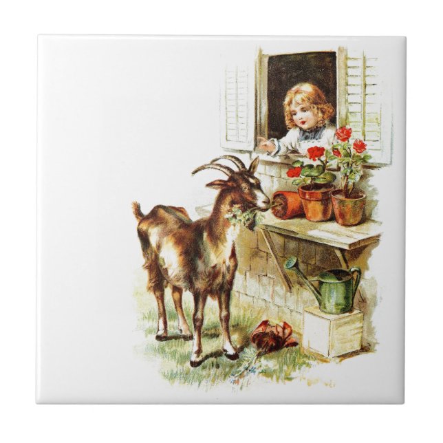 Vintage Drawing: The Mischievous Goat Tile (Front)