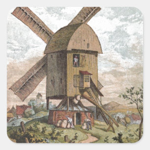 Vintage Drawing: The Old Mill Square Sticker