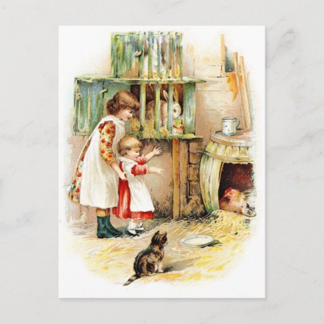 Vintage Drawing: The Rabbit Hutch Postcard (Front)