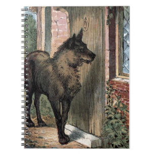 Vintage Drawing: The Wolf at Grandma's door Notebook