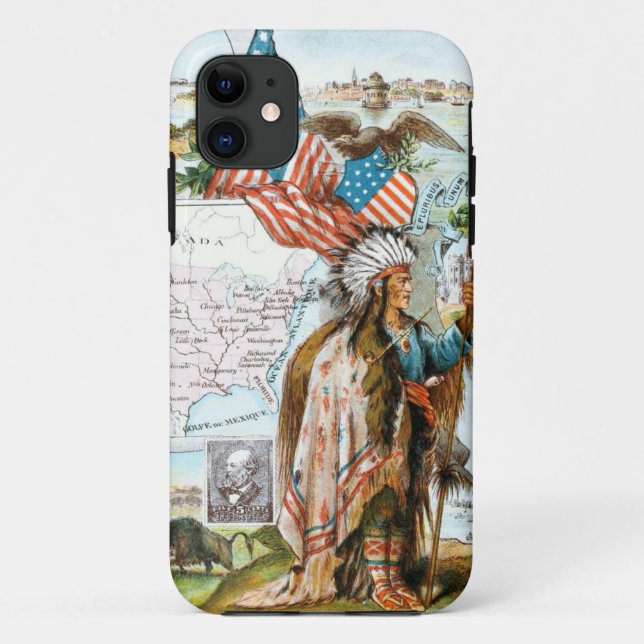 Vintage Drawing: USA Collage Case-Mate iPhone Case (Back)