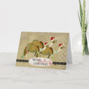 Vintage Dreamy Camels Christmas Card