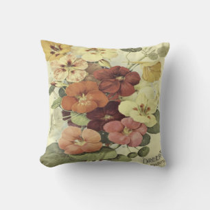Vintage Dreer's Nasturtium Seed Pack Throw Pillow