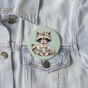 Vintage Dressed Cottagecore Racoon Pastel 7.5 Cm Round Badge