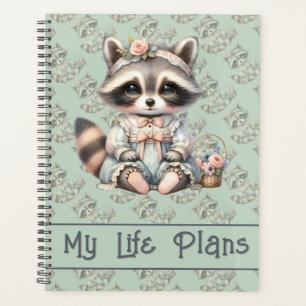 Vintage Dressed Cottagecore Racoon Pastel Binder Planner