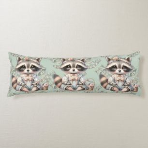 Vintage Dressed Cottagecore Racoon Pastel Body Cushion