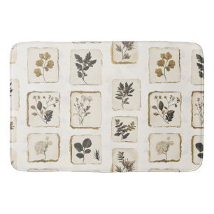 Vintage dried pressed wildflowers herbal botanical bath mat