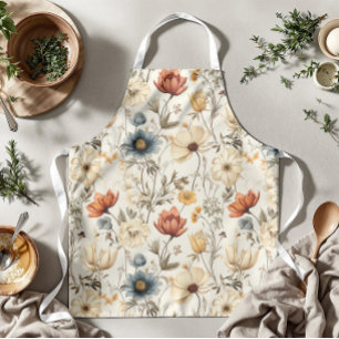 Vintage Dried Wildflower Navy Terracotta Apron