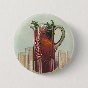 Vintage Drinks and Beverages, Pitcher of Sangria 6 Cm Round Badge