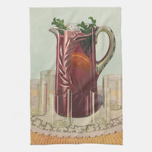 Vintage Drinks and Beverages, Pitcher of Sangria Tea Towel