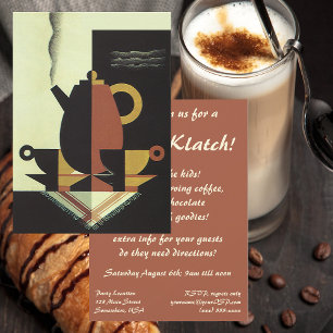 Vintage Drinks Beverages Coffee Pot with Cups Invitation
