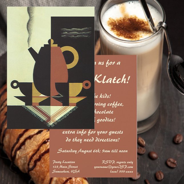 Vintage Drinks Beverages Coffee Pot with Cups Invitation (Creator Uploaded)