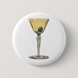 Vintage Drinks Beverages, Martini Olive Cocktail 6 Cm Round Badge