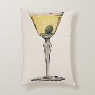 Vintage Drinks Beverages, Martini Olive Cocktail Decorative Cushion