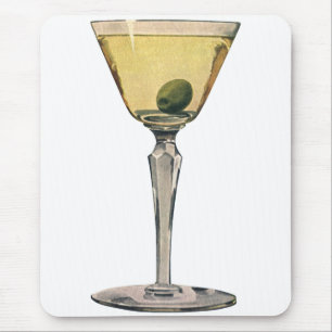 Vintage Drinks Beverages, Martini Olive Cocktail Mouse Pad