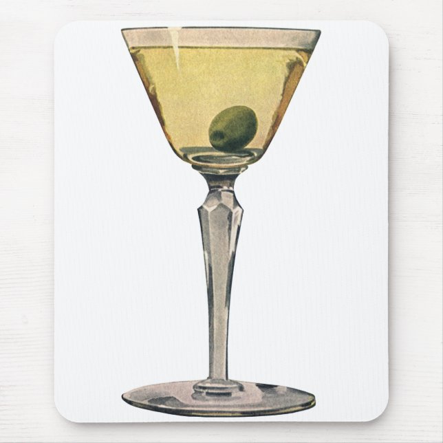 Vintage Drinks Beverages, Martini Olive Cocktail Mouse Pad (Front)
